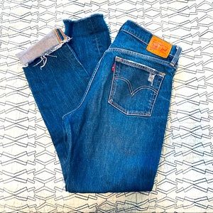 Levi’s 501 skinny distressed ripped denim jeans